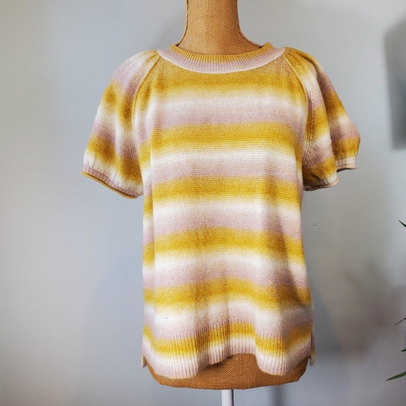Universal Thread Retro Tan Yellow Ombre Short Sleeve Sweater - Medium - Picture 9 of 9